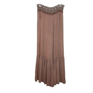 KORI Boho Wide Leg Ruffled Flare Lightweight Paisley and Aztec Print Pants Sz.S